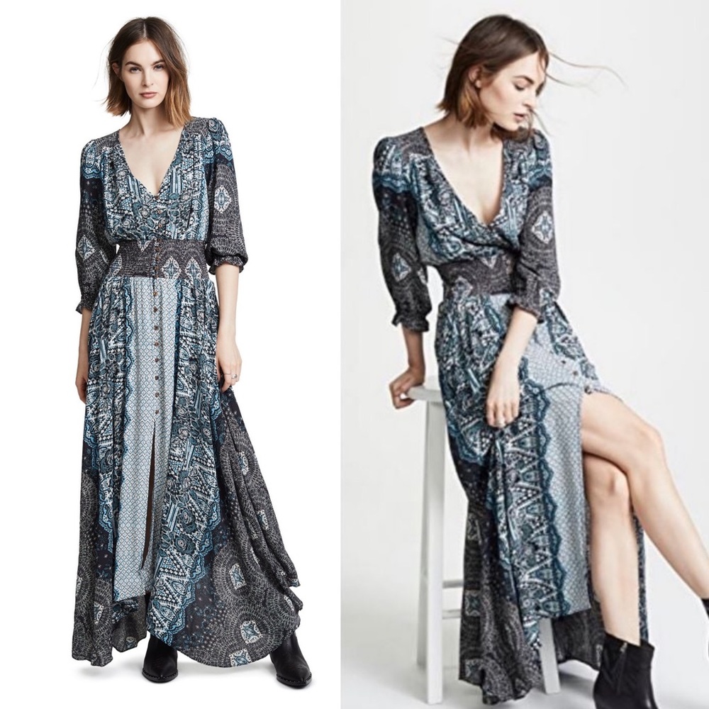 Free people blue maxi dress w/tags